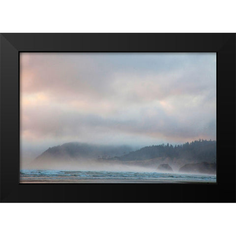 Oregon-Cannon Beach looking to the north along the Pacific Coast line Black Modern Wood Framed Art Print by Gulin, Sylvia