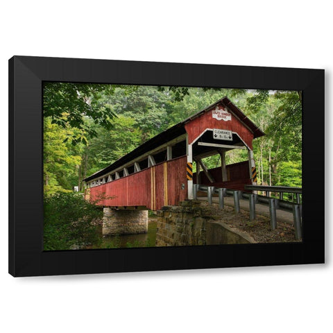 Lower Humbert Covered Bridge Spanning Laurel Hill Creek Laurel Highlands-Pennsylvania Black Modern Wood Framed Art Print by Majchrowicz, Alan