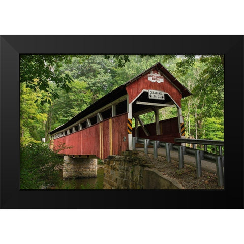 Lower Humbert Covered Bridge Spanning Laurel Hill Creek Laurel Highlands-Pennsylvania Black Modern Wood Framed Art Print by Majchrowicz, Alan