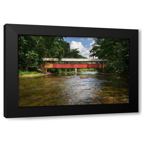 Lower Humbert Covered Bridge Spanning Laurel Hill Creek Laurel Highlands-Pennsylvania Black Modern Wood Framed Art Print by Majchrowicz, Alan