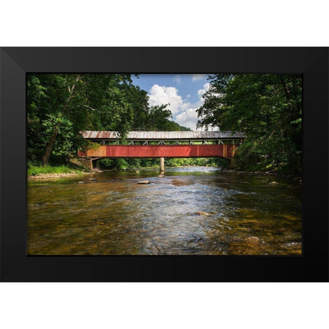 Lower Humbert Covered Bridge Spanning Laurel Hill Creek Laurel Highlands-Pennsylvania Black Modern Wood Framed Art Print by Majchrowicz, Alan