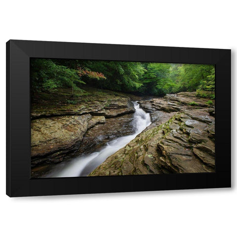 Natural Waterslides on Meadow Run Ohiopyle State Park-Pennsylvania Black Modern Wood Framed Art Print with Double Matting by Majchrowicz, Alan
