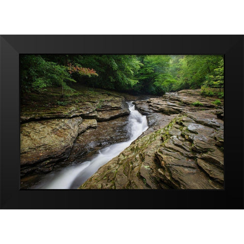 Natural Waterslides on Meadow Run Ohiopyle State Park-Pennsylvania Black Modern Wood Framed Art Print by Majchrowicz, Alan