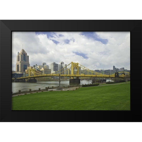 PA, Pittsburgh Bridge over the Allegheny River Black Modern Wood Framed Art Print by Flaherty, Dennis