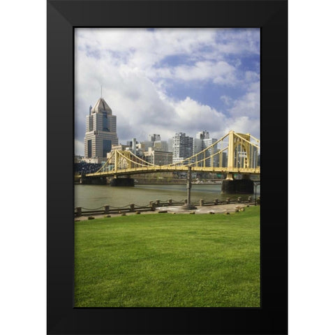 PA, Pittsburgh Bridge over the Allegheny River Black Modern Wood Framed Art Print by Flaherty, Dennis