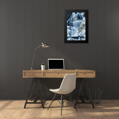 PA, Delaware Water Gap NRA Raymondsills Falls Black Modern Wood Framed Art Print by OBrien, Jay