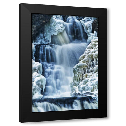 PA, Delaware Water Gap NRA Raymondsills Falls Black Modern Wood Framed Art Print with Double Matting by OBrien, Jay