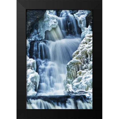 PA, Delaware Water Gap NRA Raymondsills Falls Black Modern Wood Framed Art Print by OBrien, Jay