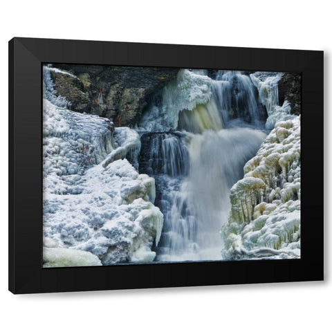 PA, Delaware Water Gap NRA Raymondsills Falls Black Modern Wood Framed Art Print with Double Matting by OBrien, Jay