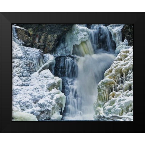 PA, Delaware Water Gap NRA Raymondsills Falls Black Modern Wood Framed Art Print by OBrien, Jay