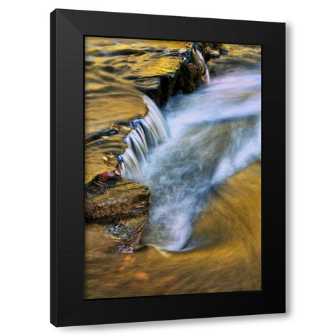 PA, Dingmans Ferry Autumn waterfall over rocks Black Modern Wood Framed Art Print by OBrien, Jay