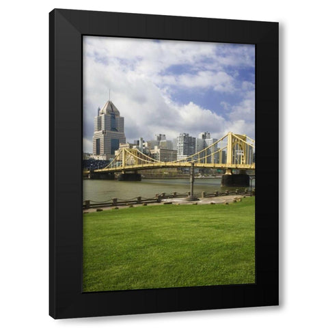 PA, Pittsburgh Bridge over the Allegheny River Black Modern Wood Framed Art Print with Double Matting by Flaherty, Dennis