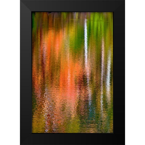 PA, Delaware Watergap Autumn reflect on water Black Modern Wood Framed Art Print by OBrien, Jay