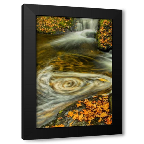 PA, Delaware, Water gap NRA Waterfall and pool Black Modern Wood Framed Art Print by OBrien, Jay