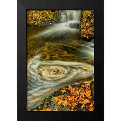 PA, Delaware, Water gap NRA Waterfall and pool Black Modern Wood Framed Art Print by OBrien, Jay