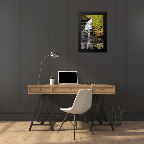 Pennsylvania Waterfall in Ricketts Glen SP Black Modern Wood Framed Art Print by OBrien, Jay