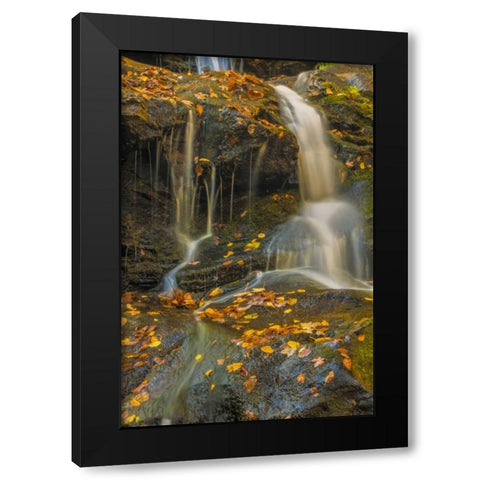 PA, Delaware Water gap NRA Waterfall over rocks Black Modern Wood Framed Art Print with Double Matting by OBrien, Jay