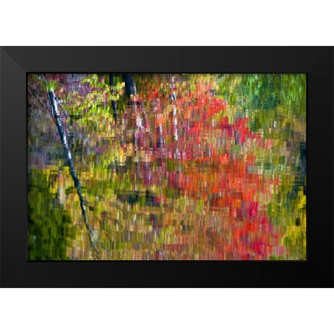 PA, Delaware, Water gap NRA Autumn reflection Black Modern Wood Framed Art Print by OBrien, Jay