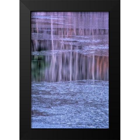 PA, Delaware Water gap NRA Tree reflection Black Modern Wood Framed Art Print by OBrien, Jay