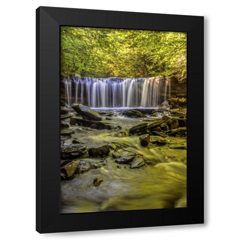 PA, Benton, Ricketts Glen SP Oneida Falls Black Modern Wood Framed Art Print with Double Matting by OBrien, Jay