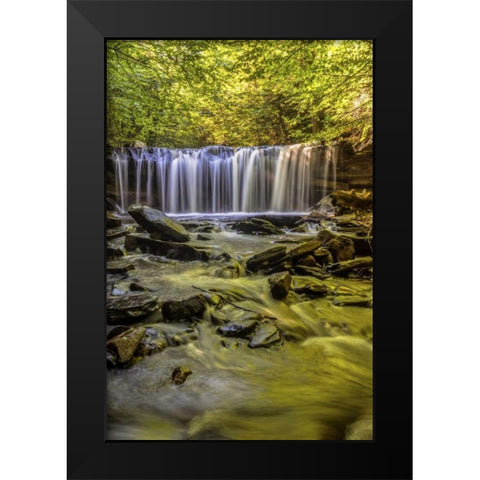 PA, Benton, Ricketts Glen SP Oneida Falls Black Modern Wood Framed Art Print by OBrien, Jay