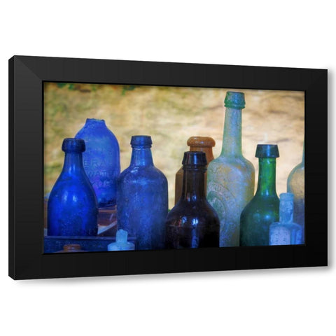 SC, Charleston Old bottles from slave quarters Black Modern Wood Framed Art Print by Paulson, Don