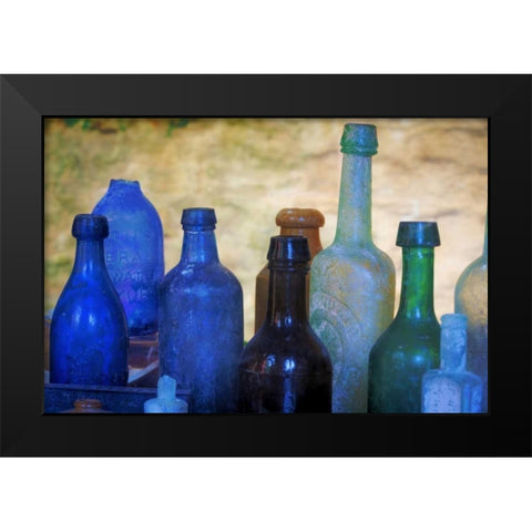 SC, Charleston Old bottles from slave quarters Black Modern Wood Framed Art Print by Paulson, Don
