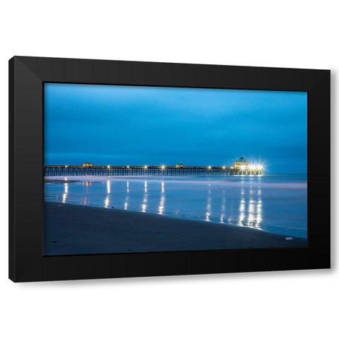 South Carolina Early cloudy morning at Folly Beach Black Modern Wood Framed Art Print with Double Matting by Looney, Hollice