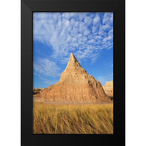 Badlands formations and mixed grass prairie grasses Badlands National Park-South Dakota Black Modern Wood Framed Art Print by Majchrowicz, Alan