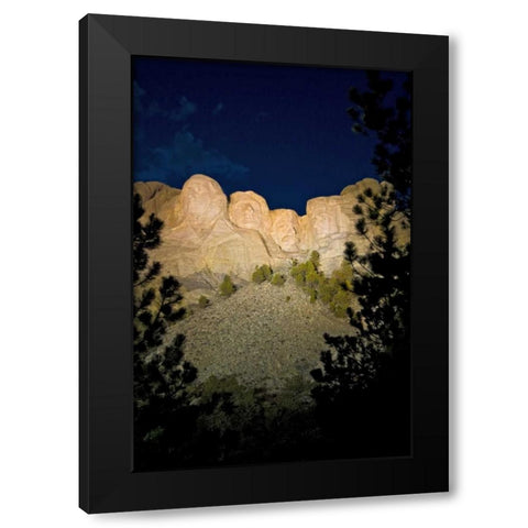 SD, The Mount Rushmore at night Black Modern Wood Framed Art Print by Lord, Fred