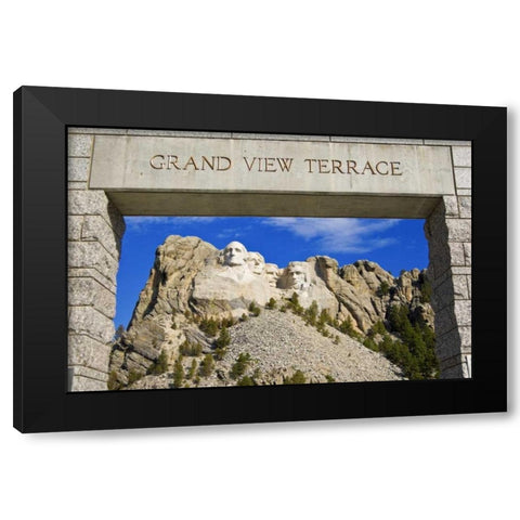 SD, Mount Rushmore framed by Grand View Terrace Black Modern Wood Framed Art Print by Lord, Fred