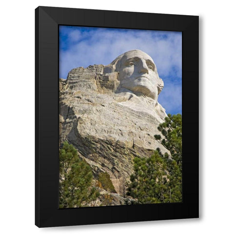 SD, President George Washington at Mount Rushmore Black Modern Wood Framed Art Print by Lord, Fred