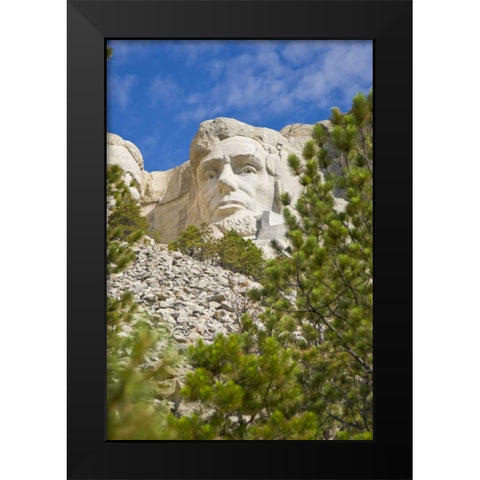 SD, President Abraham Lincoln at Mount Rushmore Black Modern Wood Framed Art Print by Lord, Fred