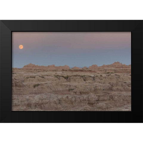 USA, South Dakota Moonrise in Badlands NP Black Modern Wood Framed Art Print by Illg, Cathy and Gordon