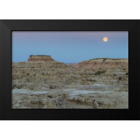 USA, South Dakota Moonrise in Badlands NP Black Modern Wood Framed Art Print by Illg, Cathy and Gordon
