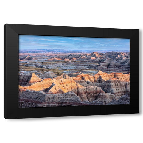 Formations of striated hoodoo lead the eye to a plateau and more peaks Black Modern Wood Framed Art Print with Double Matting by Haddad, Sheila