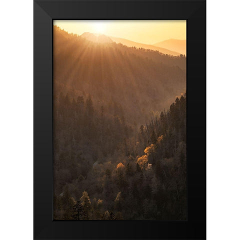 Spring sunset from Morton Overlook-Great Smoky Mountains National Park-Tennessee Black Modern Wood Framed Art Print by Jones, Adam