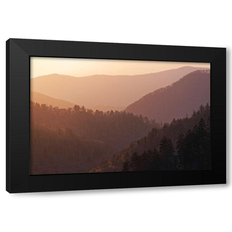 Sunset from Morton Overlook-Great Smoky Mountains National Park-Tennessee Black Modern Wood Framed Art Print by Jones, Adam