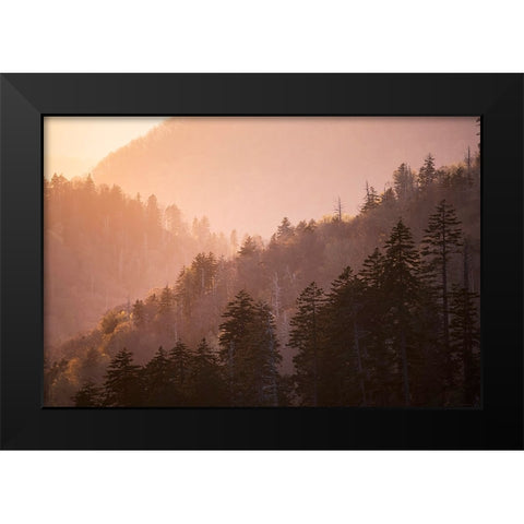 Sunset from Morton Overlook-Great Smoky Mountains National Park-Tennessee Black Modern Wood Framed Art Print by Jones, Adam