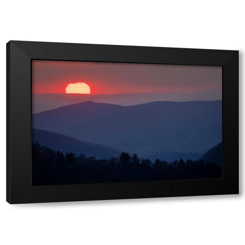 Sunset from Morton Overlook-Great Smoky Mountains National Park-Tennessee Black Modern Wood Framed Art Print with Double Matting by Jones, Adam