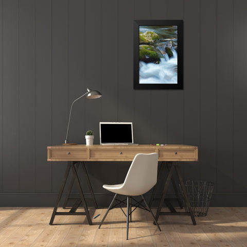 Water Falling over Boulders on Roaring Fork Motor Nature Trail Black Modern Wood Framed Art Print by Miller, Anna