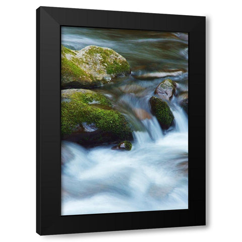 Water Falling over Boulders on Roaring Fork Motor Nature Trail Black Modern Wood Framed Art Print by Miller, Anna
