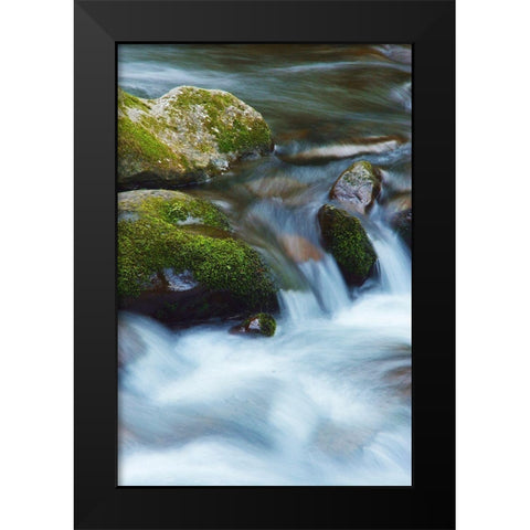 Water Falling over Boulders on Roaring Fork Motor Nature Trail Black Modern Wood Framed Art Print by Miller, Anna
