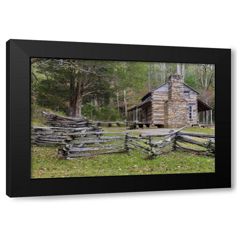 TN, Great Smoky Mts, John Oliver Place Black Modern Wood Framed Art Print by Paulson, Don