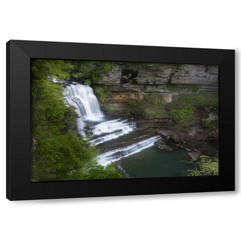 TN, Cummins Falls SP Waterfall basin Black Modern Wood Framed Art Print by Grall, Don