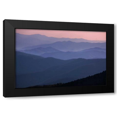 TN, Great Smoky Mts Mountain ridges at sunset Black Modern Wood Framed Art Print with Double Matting by Grall, Don