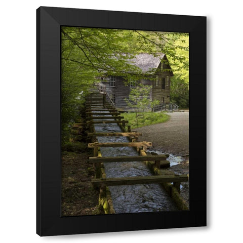 TN, Great Smoky Mts Wooden flume directs water Black Modern Wood Framed Art Print with Double Matting by Grall, Don