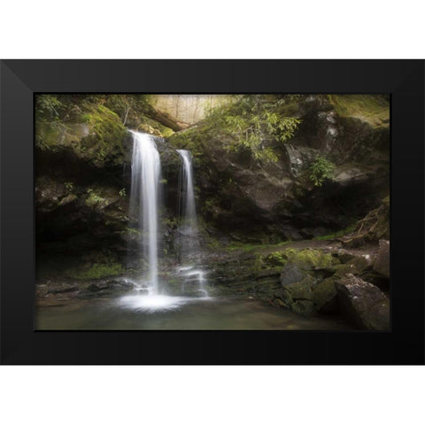 Tennessee, Great Smoky Mts Grotto Falls scenic Black Modern Wood Framed Art Print by Grall, Don