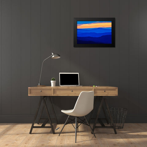 USA- Tennessee. Great Smoky Mountains National Park- sunrise and layering of mountains Black Modern Wood Framed Art Print by Gulin, Darrell