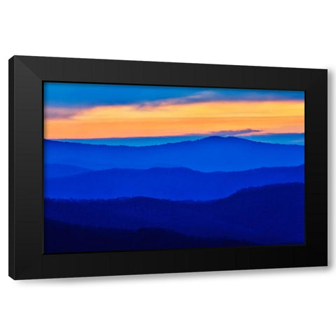 USA- Tennessee. Great Smoky Mountains National Park- sunrise and layering of mountains Black Modern Wood Framed Art Print by Gulin, Darrell